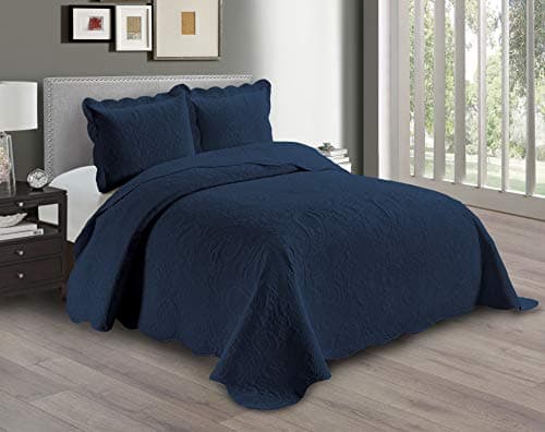 Oversized Beige Linen Plus Embossed Coverlet Bedspread Full/Queen New #Dana