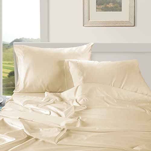 Lane Linen Queen Ivory Pillow Cases 100% Egyptian Cotton 1000 TPI Sateen