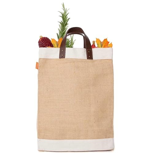Eco-Friendly Jute Market Bag with Leather Handle - Shopping & Wedding Gifts