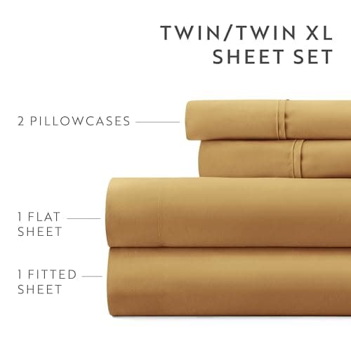Linen Market Ultra Comfortable & Breathable Cooling Full Sheet Set - Deep Pocket & Wrinkle-Free - Fits 16" Mattress - Oeko-TEX Certified - Gold  
Linen Market Extra Soft & Ultra Comfortable Full Sheet Set - Deep Pocket & Breathable Cooling - Fits 16"
