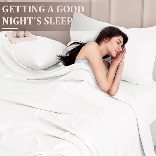 100% Egyptian Cotton 16inch Deep Pocket Queen Sheet Set, White
