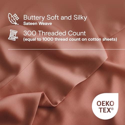 Organically Grown Bamboo Sheet Set - Buttery Soft, Cooling, High GSM - 4pc (Clay, Queen)
