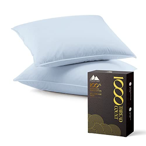 Light Blue 100% Pure Cotton Sateen Pillowcases Set of 2