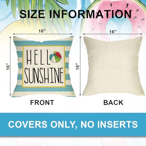 Hello Sunshine 16x16 Blue Striped Pool Decorative Cushions