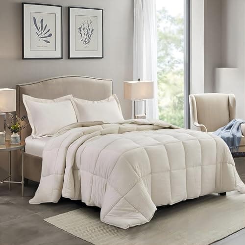 King Size Blue Down Alternative Comforter Set - Reversible Chic Quilt Design