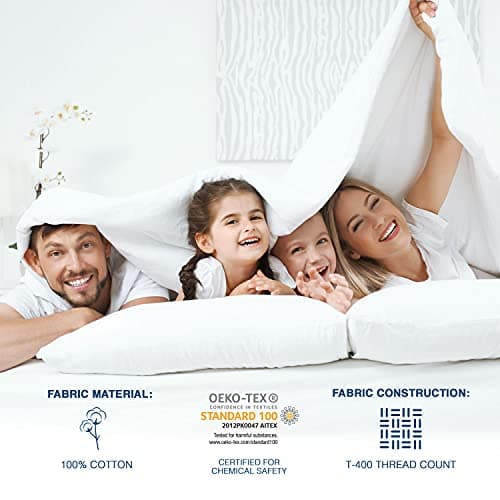 100% Cotton King White Solid Sheet Set | Soft 400 TC Sateen Weave | Oeko Tex Certified | Luxury Bedding