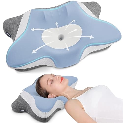 DONAMA Ergonomic Neck Pillow with Contour Memory Foam for Side, Back, and Stomach Sleepers