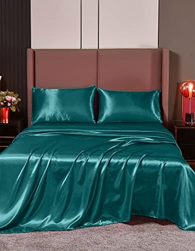 Hotel Quality Lilac Silk Satin Sheet Set | Cal King | Fitted & Flat Sheets | Pillowcases | Silky Soft
