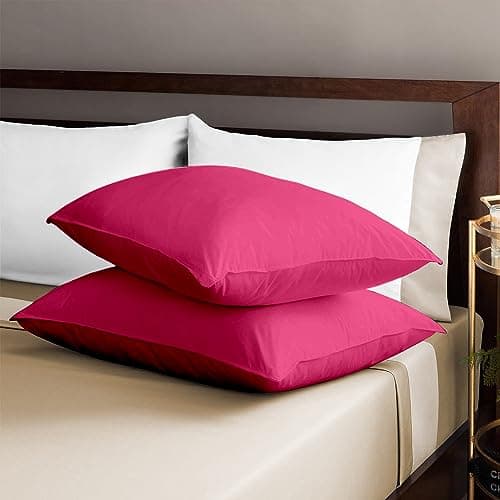100% Egyptian Cotton Queen 20x30 Blood Red Sateen Weave Pillow Covers (600 Thread Count)