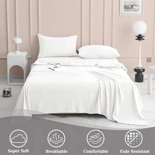 100% Egyptian Cotton 16inch Deep Pocket Queen Sheet Set, White