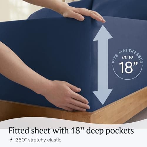LuxClub 6 PC Queen Sheet Set, Navy Queen