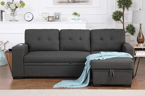 Devion Maison 4-in-1 Convertible L-Shaped Couch with Pull-Out Bed and Storage