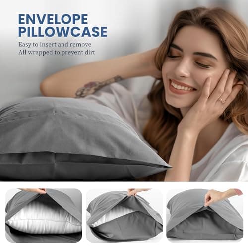 Hotel Luxury Grey Deep Pocket Microfiber Sheet Set, Shrinkage and Fade Resistant, Lightweight & Breathable