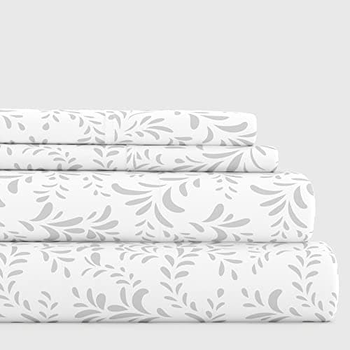 Ultra-Soft Cooling King Bed Sheet Set - Light Blue Vines