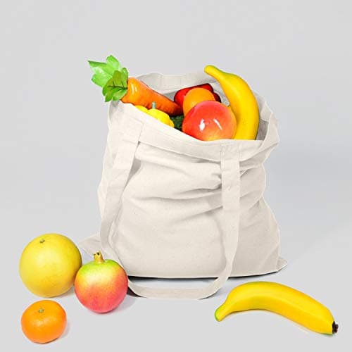 5-Pack 15x16" Natural Cotton Tote Bags, Lightweight & Bulk PTFE Sheet Included