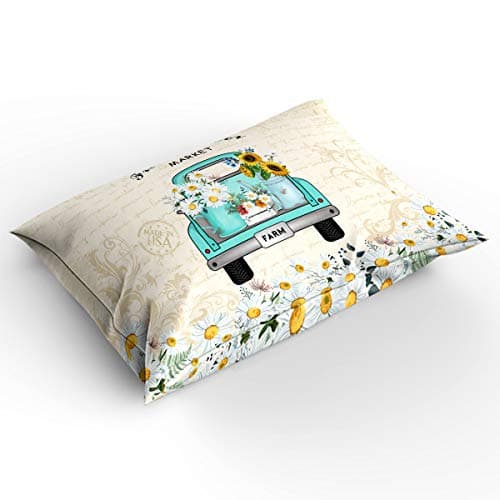 Flower Market Retro Truck Daisies Full Duvet Cover Set