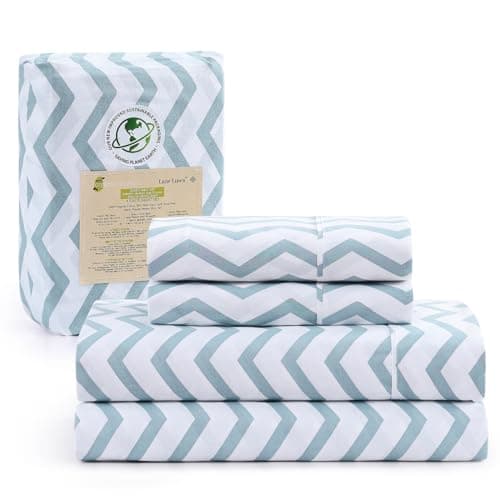 100% Organic Cotton Linen Full-Sheets Set 4-Piece Pure Long Staple Percale Weave Soft Bedding Sheets for Bed