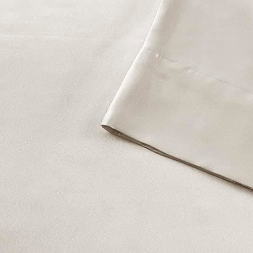 Madison Park Essentials Full Black Satin Sheet Set - Luxury, Elastic Fit up to 16" Mattresses