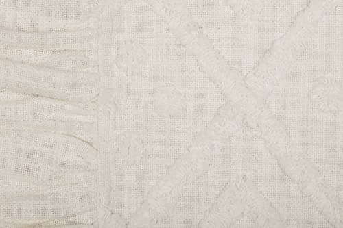 Piper Classics Harmony Off-White Diamond Chenille Throw Cover