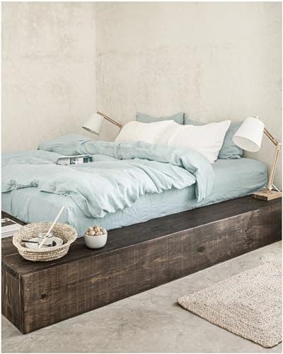 100% European Flax Linen King Bed Sheets, Breathable Cooling for Hot Sleepers