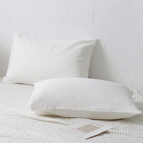 Set of 2 Soft Breathable Natural Flax Linen Pillowcases