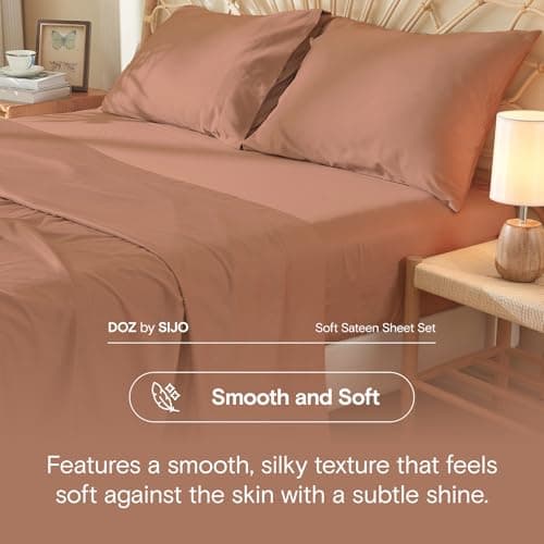 DOZ 100% Long Staple Cotton King Sheets, Soft Sateen Weave, Cooling & Durable