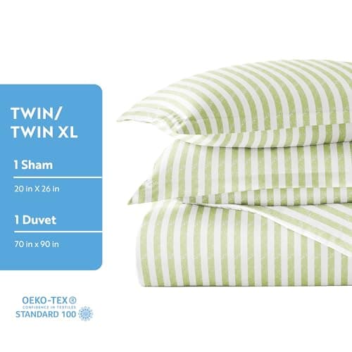 Hotel-Like Comfort Linen Market Twin Duvet Cover and Sham (Sage)