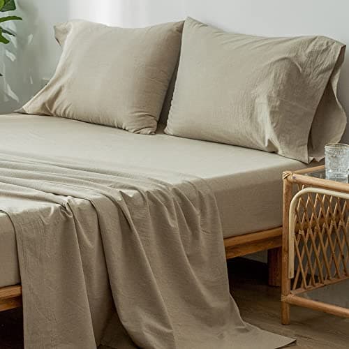 Washed Cotton Linen Like Breathable Bedding Sheet Set