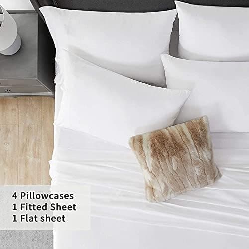 Extra Deep Pockets Full Size 6 Piece Egyptian Cotton White Bed Sheets