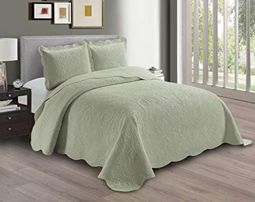 Oversized Beige Linen Plus Embossed Coverlet Bedspread Full/Queen New #Dana