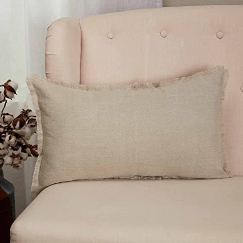 Piper Classics Provincial Linen Natural Beige Ruffled Throw Pillow Cover