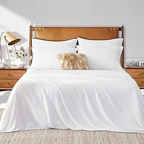 Extra Deep Pockets Full Size 6 Piece Egyptian Cotton White Bed Sheets