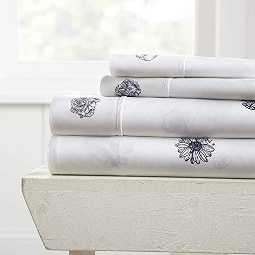 Premium Polaris Pattern 4 Piece Bed Sheet Set in Gray, Queen Size