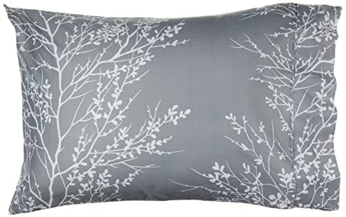 Spirit Linen Queen Size Bed Sheets - Pure Microfiber Polyester (Foliage Grey/White)