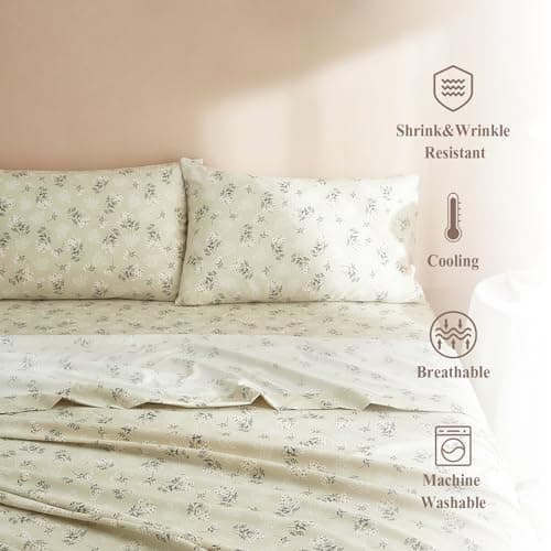 Vintage Floral Breathable Cooling 3-Piece Sheet Set - Deep Pocket Up to 16"