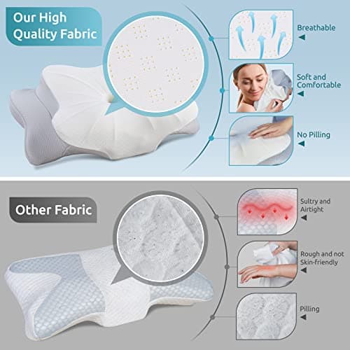 DONAMA Ergonomic Neck Pillow with Contour Memory Foam for Side, Back, and Stomach Sleepers