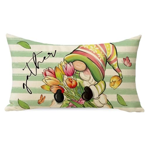 Blue Truck Spring Daisy Flower Eucalyptus Rectangular Throw Pillow Cover