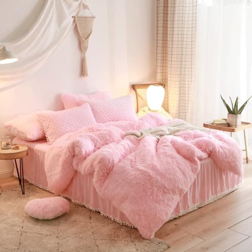 Tie Dye Purple Faux Fur Comforter Set - Queen, 3 Pieces