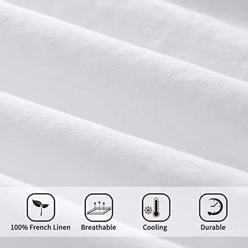 ATLINIA Stone Washed 100% Pure Flax Linen Queen Bedding Sheets Set