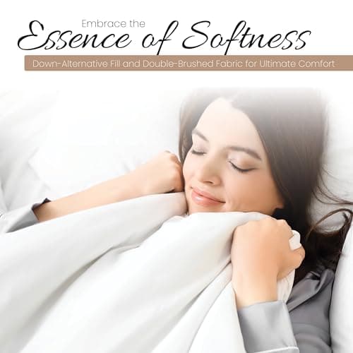 Gray Linen Queen Comforter - Soft and Lightweight with Down Alternative - Fits Queen and Full Size Beds
