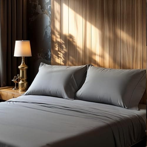 Hotel Luxury Grey Deep Pocket Microfiber Sheet Set, Shrinkage and Fade Resistant, Lightweight & Breathable