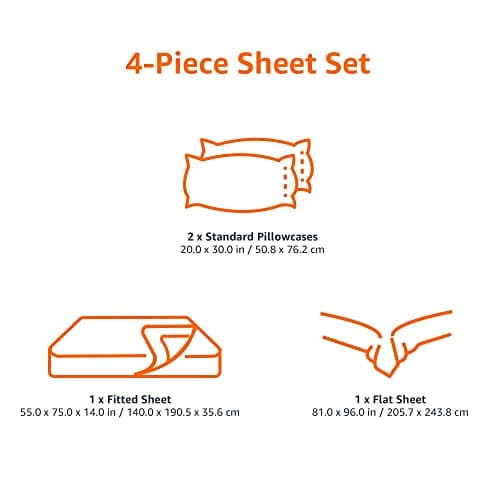 Amazon Basics Microfiber 4-Piece Bed Sheet Set, Full, Cream