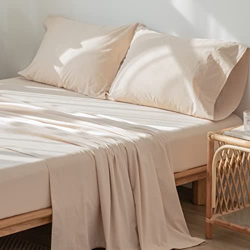 Washed Cotton Linen Like Breathable Bedding Sheet Set