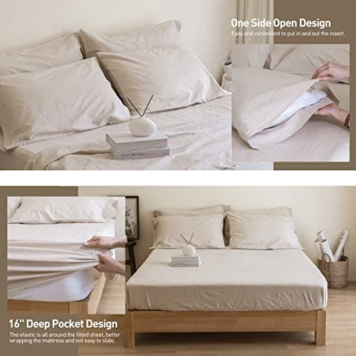Solid Color Belgian Linen Sheet Set - 6 Pieces (King Size)