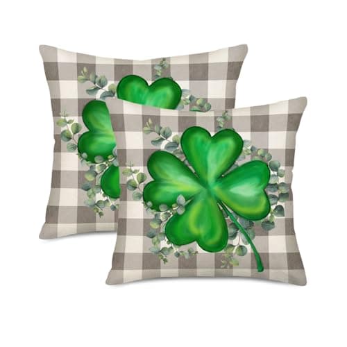Set of 2 Eucalyptus Pillow Covers 22x22 Inch - Farmhouse Decorations