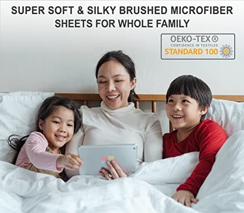 Full Size Brushed Microfiber Sheets Set with Deep Pockets - Pink Memories