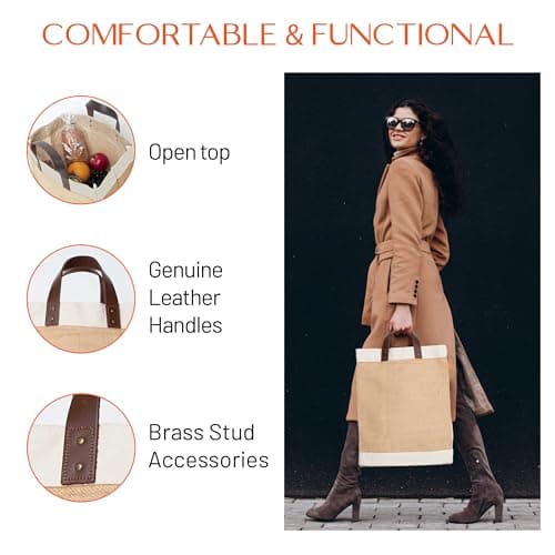 Eco-Friendly Jute Market Bag with Leather Handle - Shopping & Wedding Gifts