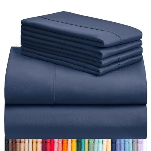 LuxClub 6 PC Queen Sheet Set, Navy Queen