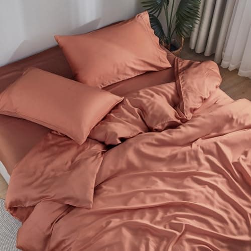 Organically Grown Bamboo Sheet Set - Buttery Soft, Cooling, High GSM - 4pc (Clay, Queen)