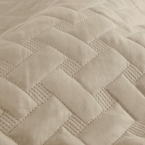 Bedsure Queen Size Basket Weave Quilt - Soft Grey Seasonal Bedding Set